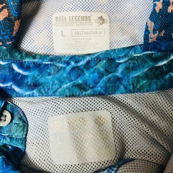 Reel Legends Fishing Shirt Men L Lot of 2A Abstract Quick Dry UPF‎ Activewear - Picture 5 of 10